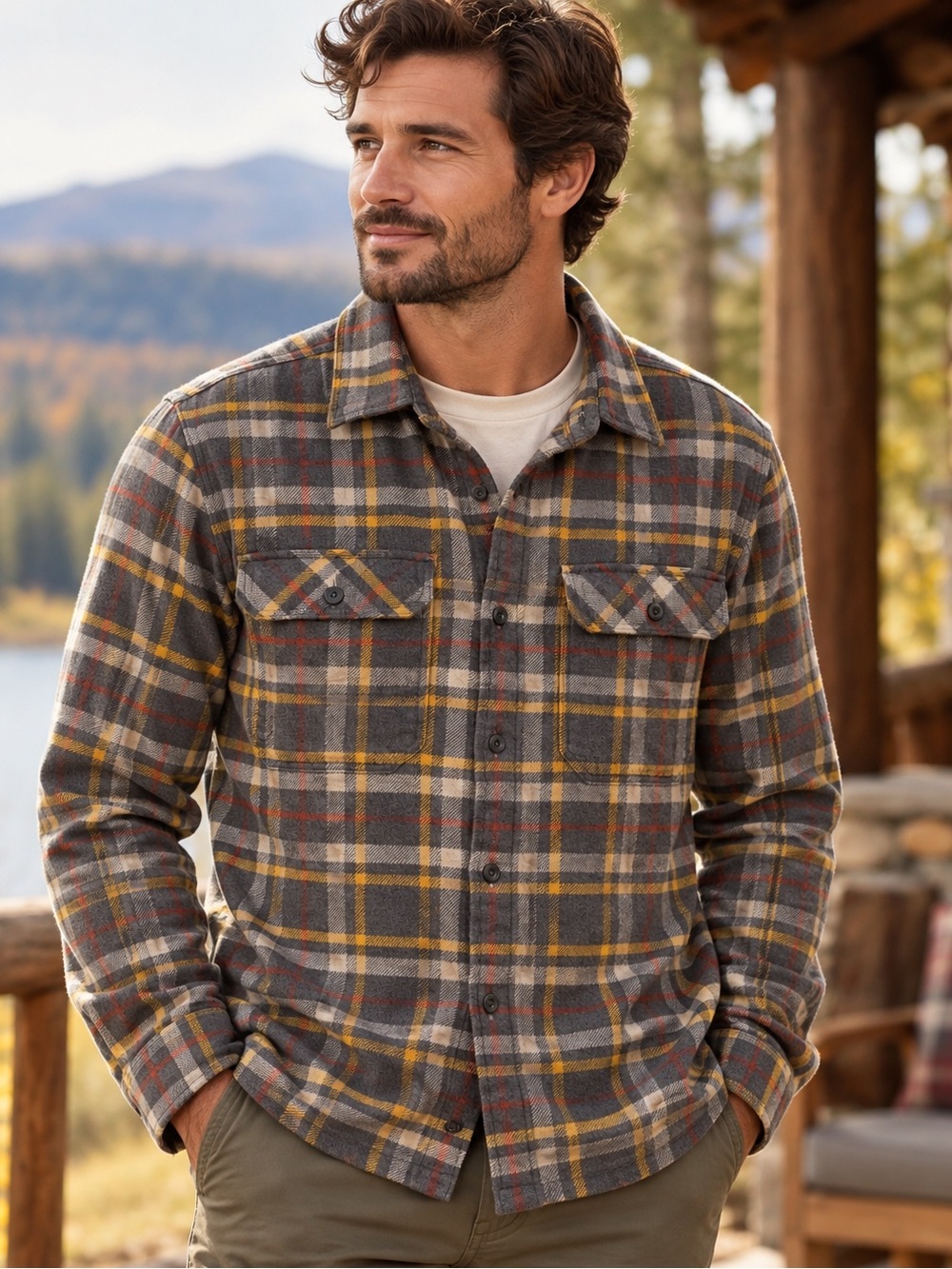 Patagonia Fjord Flannel Shirt M Forge Grey Plaid Organic gorpcore rugged heritag